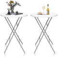 GUAGUA 32inch Folding Cocktail Tables, Bar Height, 2 Pack, White