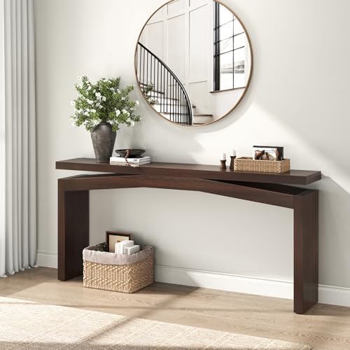 Epecoya Modern Dark Brown Console Table for Living Room, 63 Inch
