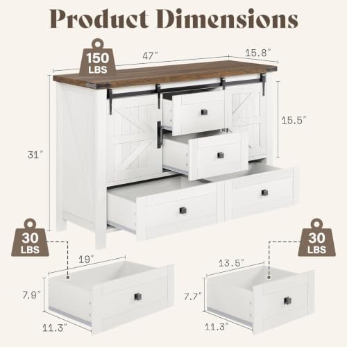 AMERLIFE 3-Piece White Bedroom Set with 4-Drawer Cabinet & 2 Nightstands