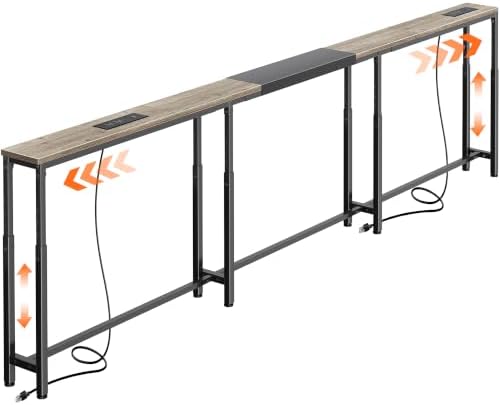 Huuger Narrow Console Table with Power Outlets & USB-C, Oak