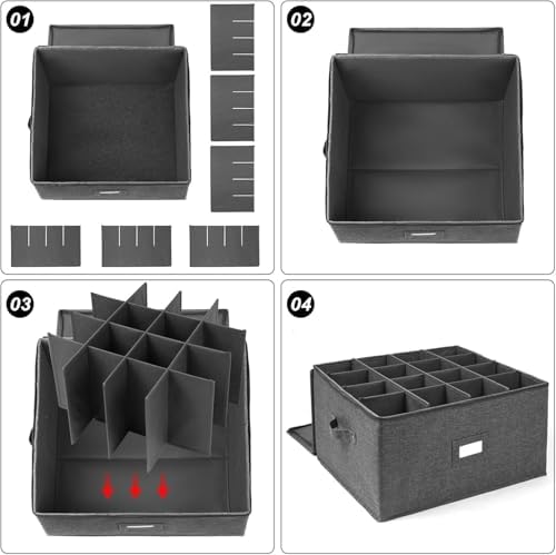 popoly Stemware Storage Cases 2 Pack, Wine Glass Storage Box Containers