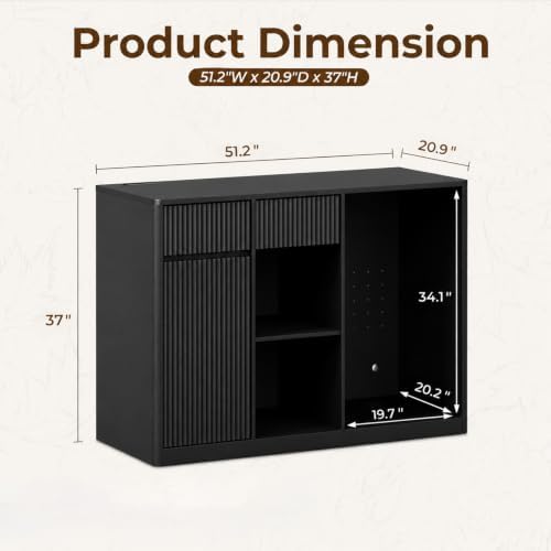 Coffee Bar with Mini Fridge Space,Liquor Wine Mini Bar Cabinet with Storage