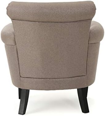 Christopher Knight Home Brice Vintage Scroll Arm Studded Fabric Club Chair, Light Coffee / Dark Brown, 31D x 29.5W x 31.5H in