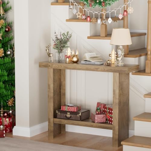 LIFECHOVY Farmhouse Wood Entryway Table Narrow Console Tables with Storage