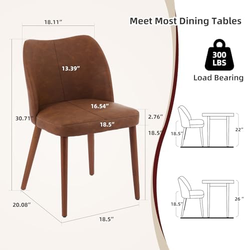 GarveeHome Wooden Dining Chair Set of 4 Upholstered Leather Dining Chair