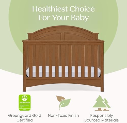 Delta Children Perry 6-in-1 Convertible Crib - Greenguard Gold Certified, Chestnut