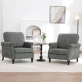 Accent Chair Set of 2 for Living Room Modern Mid Century Reading Chair Armchair High Back Upholstered Armchair with Wooden Legs for Living Room Bedroom Office LIGHTGREY
