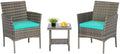 FDW 3-Piece Patio Furniture Set | Gray & Blue | Outdoor Wicker Furniture