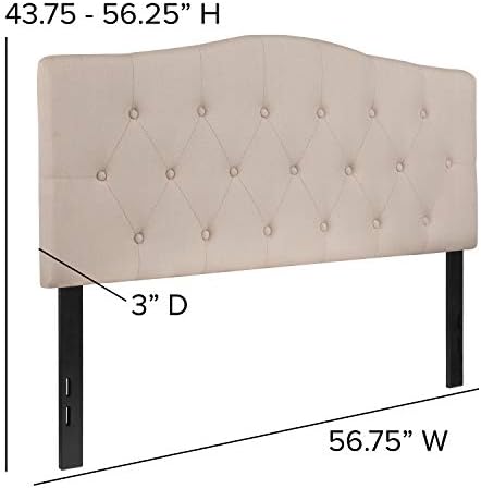 EMMA + OLIVER Beige Full Tufted Headboard