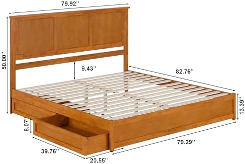 AFI, Felicity King Platform Bed with Panel Footboard & Storage Drawers, Light Toffee