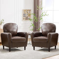 Mid Century Accent Chair Set of 2, Modern Faux Leather Arm Chair, Upholstered Comfy Reading Chair Single Sofa Chairs for Living Room, Bedroom, Club, Coffee
