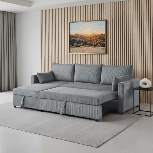 Ball & Cast 86" Sectional Sleeper Sofa Bed Pull Out Couches for Living Room