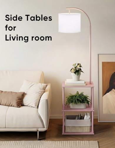 Floor Lamp with Table 2-Pack, Nightstands End Side Table for Living Room