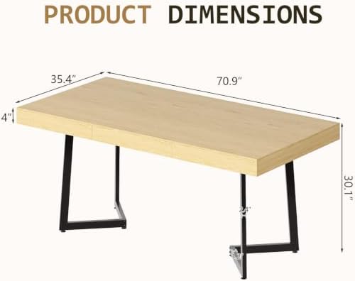 70.9" Rectangle Industrial Dining Table for 6-8, Metal Frame