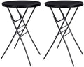 Byliable 28in Folding Cocktail Table, Round Bar Height Table, Black 2-Pack