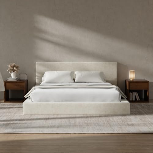 RECCI AirFrame California King Upholstered Bed Frame with Padded Headboard