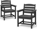 SERWALL Patio Dining Chair Set of 2, HDPE Dining Chair, Black