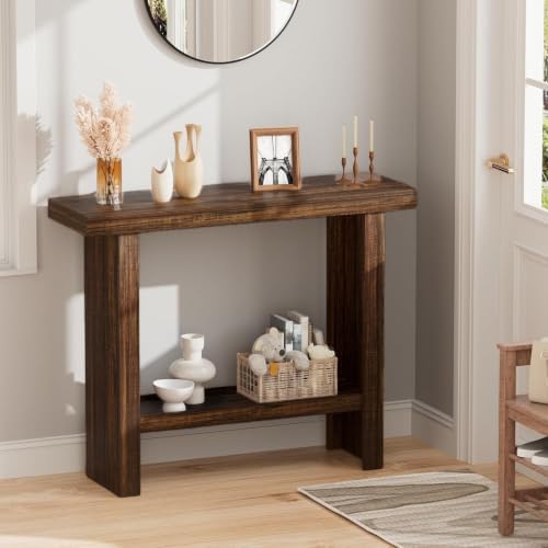 LIFECHOVY Farmhouse Wood Entryway Table Narrow Console Tables with Storage