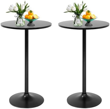 FDW Bistro Pub Table 2 Pack 40 Inch Height Cocktail Table Round Bistro Bar Table for Home and Kitchen Dining