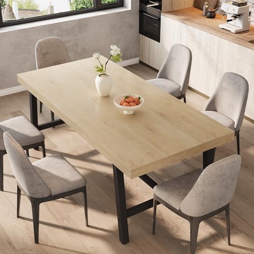 Garvee 71" Heavy Duty Kitchen Table, Modern Wood Dining Table, Natural