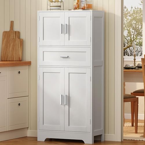 TEENFON Bathroom Storage Cabinet with Adjustable Shelf & Large Drawer