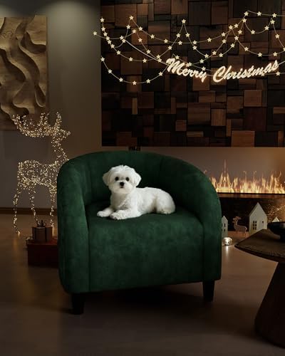 GarveeHome Accent Chair Set of 2 Armchair for Living Room Barrel Club Chair with Soft Padded Seat & Sturdy Legs for Bedroom Waiting Room Reception Chairs(Retro Green)