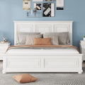 Farmhouse King Size Bed Frame with Tall Headboard & Footboard,Wooden King Bed Frame with Wood Panel Bed Base, No Squeak, No Box Spring Needed, White