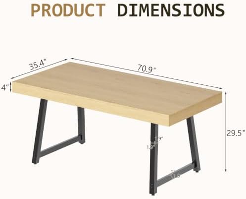 70.9" Kitchen Dining Table for 6-8,Farmhouse Table,Metal Legs