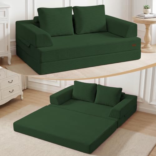 COMAX Convertible Futon Sofa Bed, 59" Folding Boneless Loveseat Small Couch