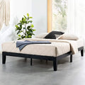 Mellow Naturalista Classic 12 Inch Solid Wood Platform Bed with Wooden Slats, Full, Black