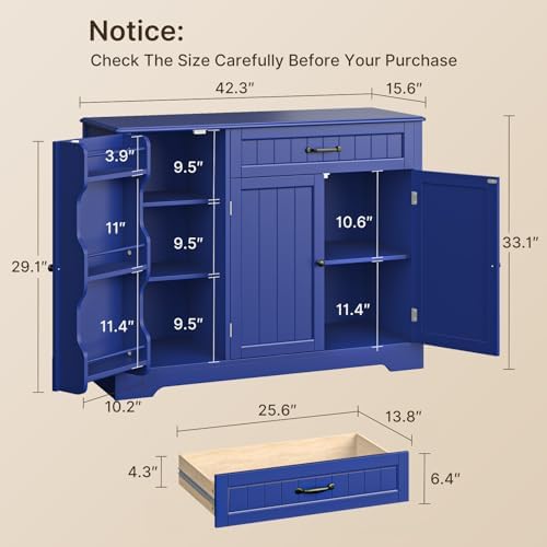 Gizoon Kitchen Sideboard Buffet Cabinet with Storage, Navy Blue