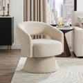 Lexicon Swivel Accent Chair, Modern Velvet Round Barrel Chair, Taupe