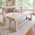Plank+Beam Classic Dining Bench, 60 Inch, White Sand Wirebrush