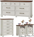 SAVOR LIFE Farmhouse Dresser and Nightstand Sets 4 Piece, White