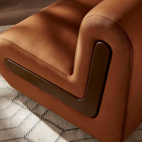 Modway Denby Performance Velvet Accent Chair with Wood Inlay in Rust