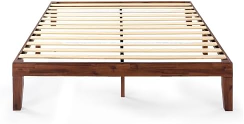 Mellow Naturalista Classic - 12 Inch Solid Wood Platform Bed with Wooden Slats, No Box Spring Needed, Easy Assembly, Queen, Espresso