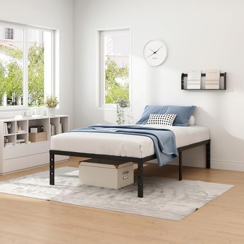NEW JETO Metal Bed Frame,Twin Size Bed Frame with Storage Space,16 Inch