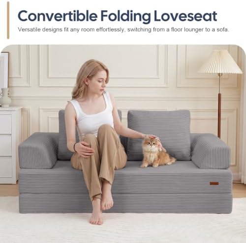 COMAX Convertible Futon Sofa Bed, 59" Folding Boneless Loveseat Small Couch