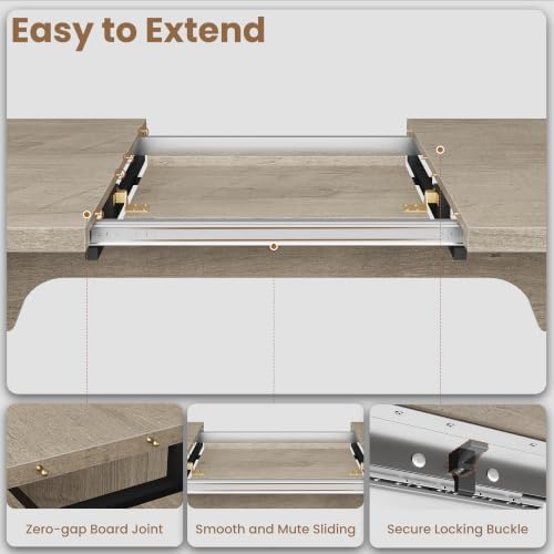 GarveeHome Rectangular 63"-82.7" Extendable Dining Table with Round Corner