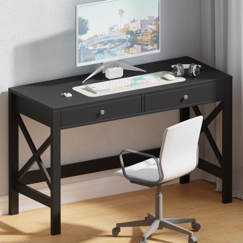 ChooChoo 47.2 Inches Farmhouse Computer Desk with 2 Drawers