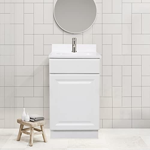 Design House 597112 Wyndham 18 Inch Unassembled 1-Door Bathroom Vanity without Top, White | , Freestanding, Traditional, Wood, Bath, 597112