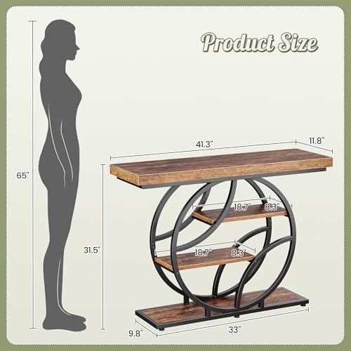 Huuger 41.3 Inch Entryway Table with Artistic Curved Metal Frame,Sofa Table