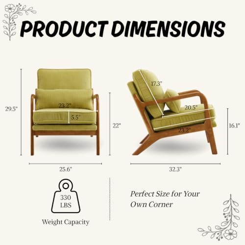 Karl home Mid-Century Modern Accent Reading Chair, Green