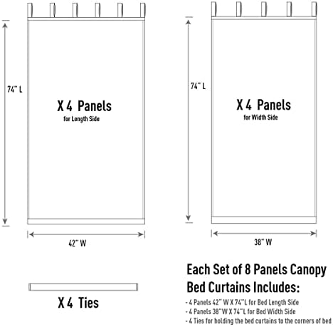 Linentalks Sheer Canopy Bed Curtains for King, Queen, Full and Twin Bed, 4 Corner Bed Canopies & Drapes, Four Poster Bed Canopy Curtains Beds, Sheer Curtains for Canopy Bed Drapes, Ivory