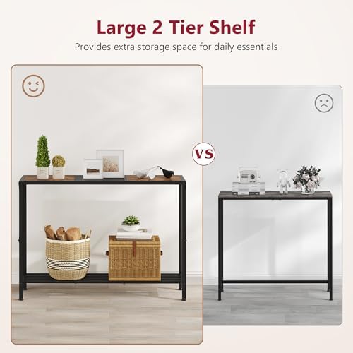 Tajsoon Console Table 41.8", 2 Tier Industrial Entryway Table with Shelves