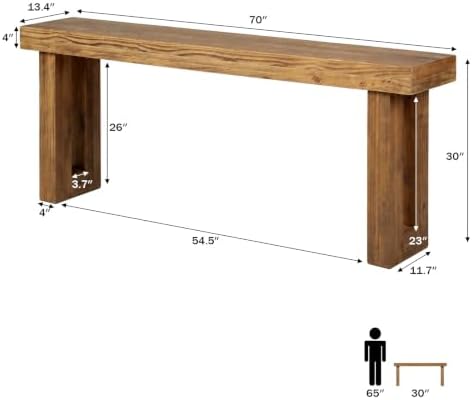 HOKYHOKY Reclaimed Solid Wood Console Table, 70" Long Entryway Table