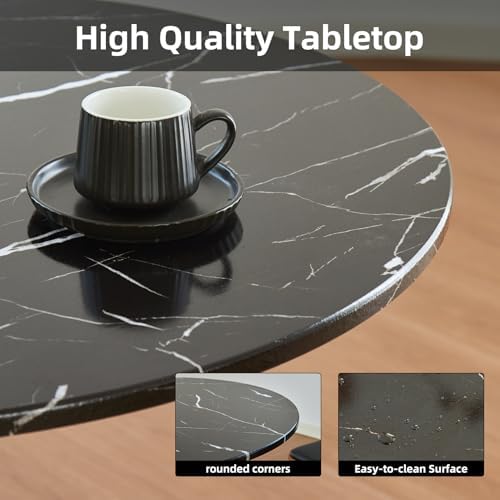 Round Dining Tulip Table 24" (Faux Marble Black)