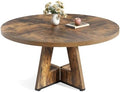 LITTLE TREE Round Dining Table for 4-6 People, 47 Inches Dining Room Table with Wooden Pedestal Base, Circle Kitchen Tables for Dining Room, Kitchen, Living Room, Rustic Brown