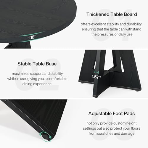 Tribesigns 47 inch Round Dining Table Wood Kitchen Table for Dining Room, 47" Dinner Room Tables for 4-6, Farmhouse Accent Furniture with Wooden Tabletop and Cross Base, Black