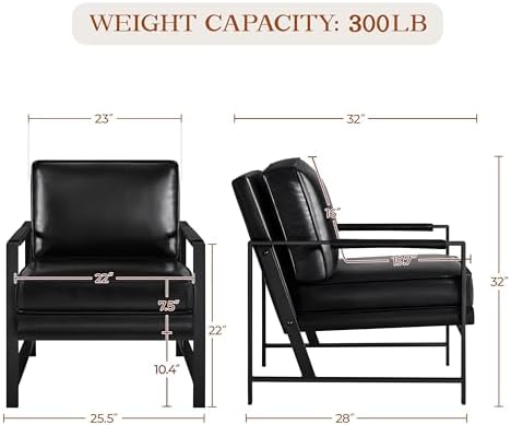 Yaheetech Mid-Century Accent Chair, Modern Armchair, Black